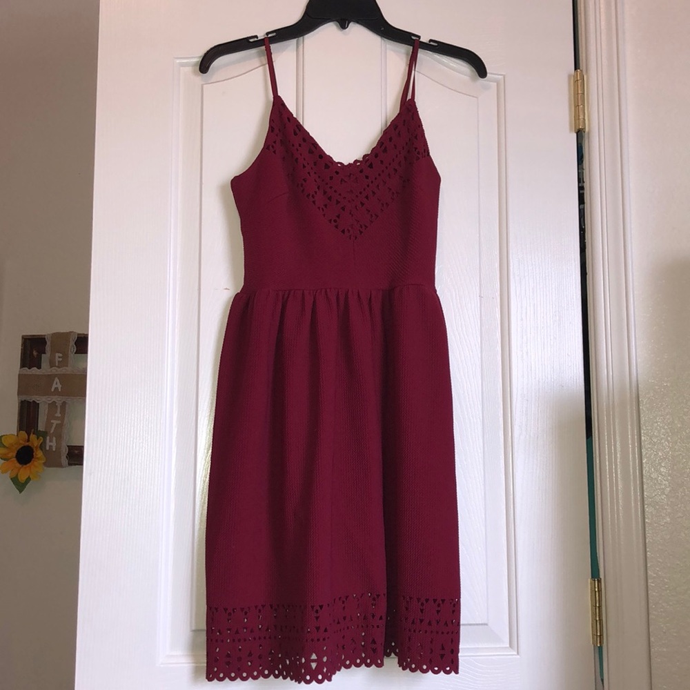 Three Pink Hearts Maroon Dress size L